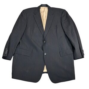 VTG Hugo Boss Mens Pinstripe Blazer Jacket Dark Gray Two Button Made in USA 48R